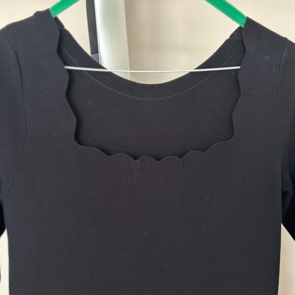 Red Valentino Embellished Sheer Hem Viscose Knit Black Fit & Flare Dress Small - Picture 5 of 9